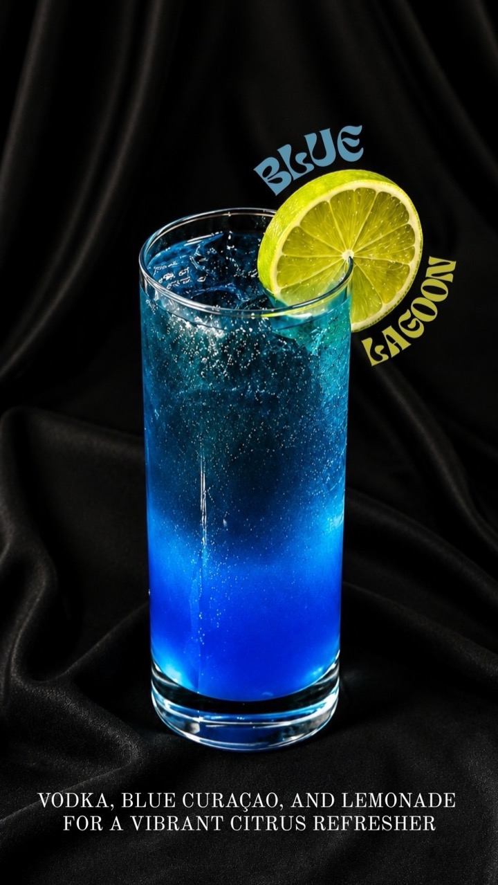 Blue Lagoon — vodka, blue curaçao and lemonade for a vibrant citrus refresher