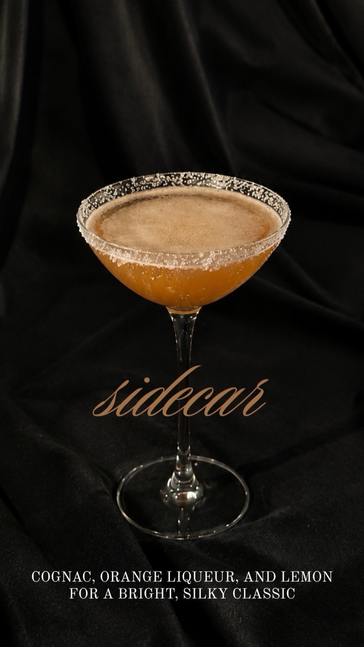 Sidecar — cognac, orange liqueur and lemon for a bright, silky classic