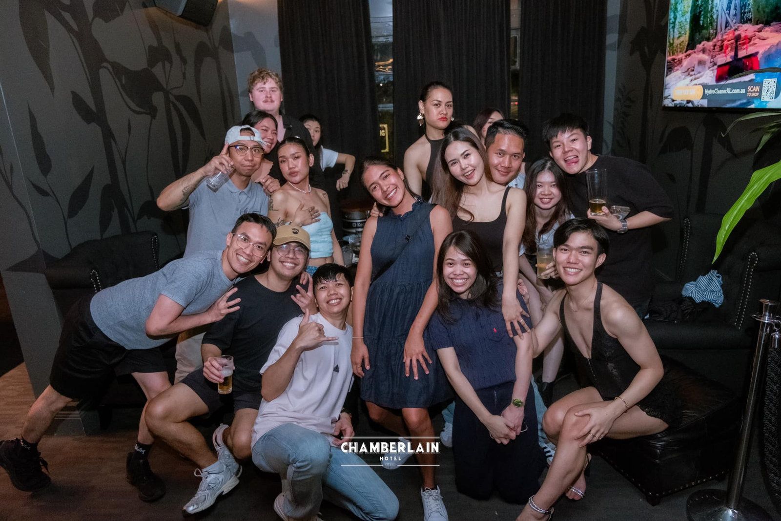 A group celebrating at the Chamberlain Hotel