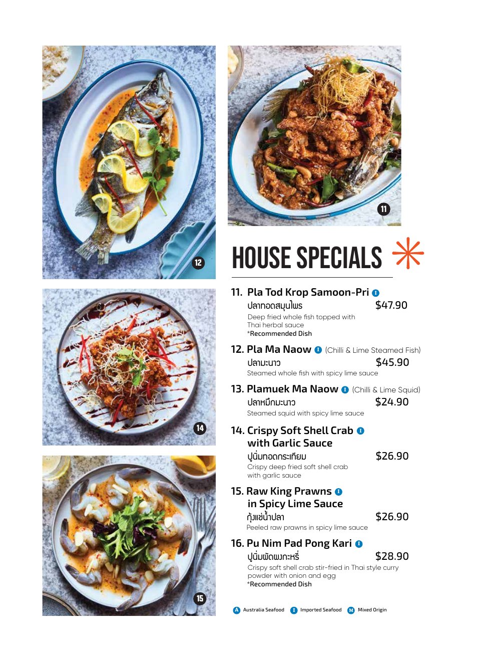 House Specials — crispy fish with Thai herbs and more