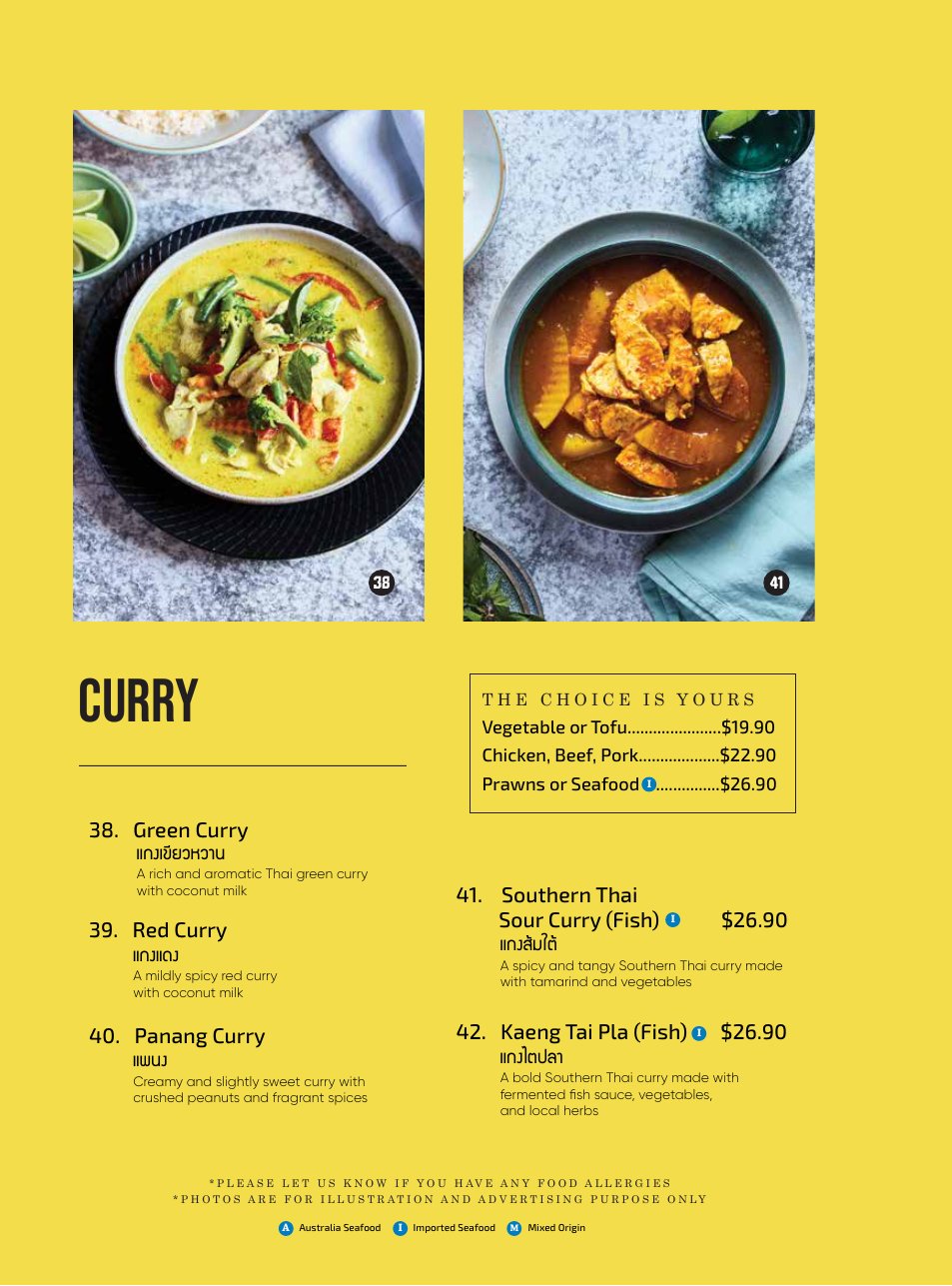 Curry — your choice of vegetable, tofu, chicken, beef or pork